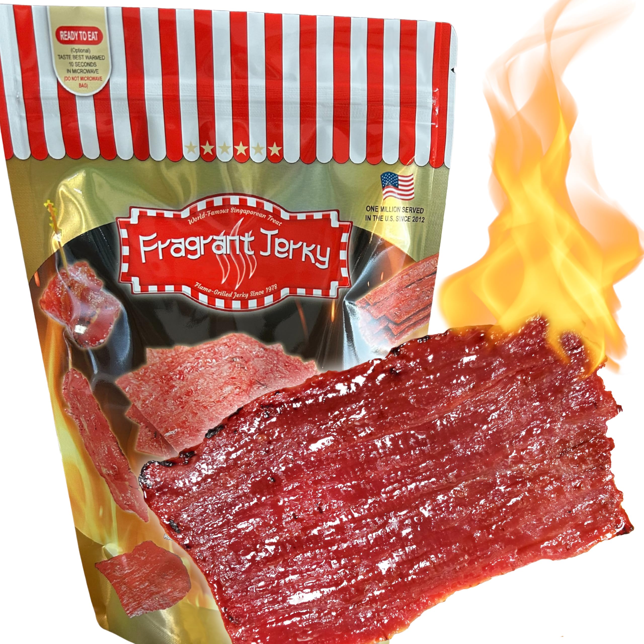 Singapore Street Food, Fire-Grilled Beef Jerky (Original Flavor 8oz) *Fresh Grilled to Order *Shipped the Same Day *L.A. Times "Handmade Gift" Winner