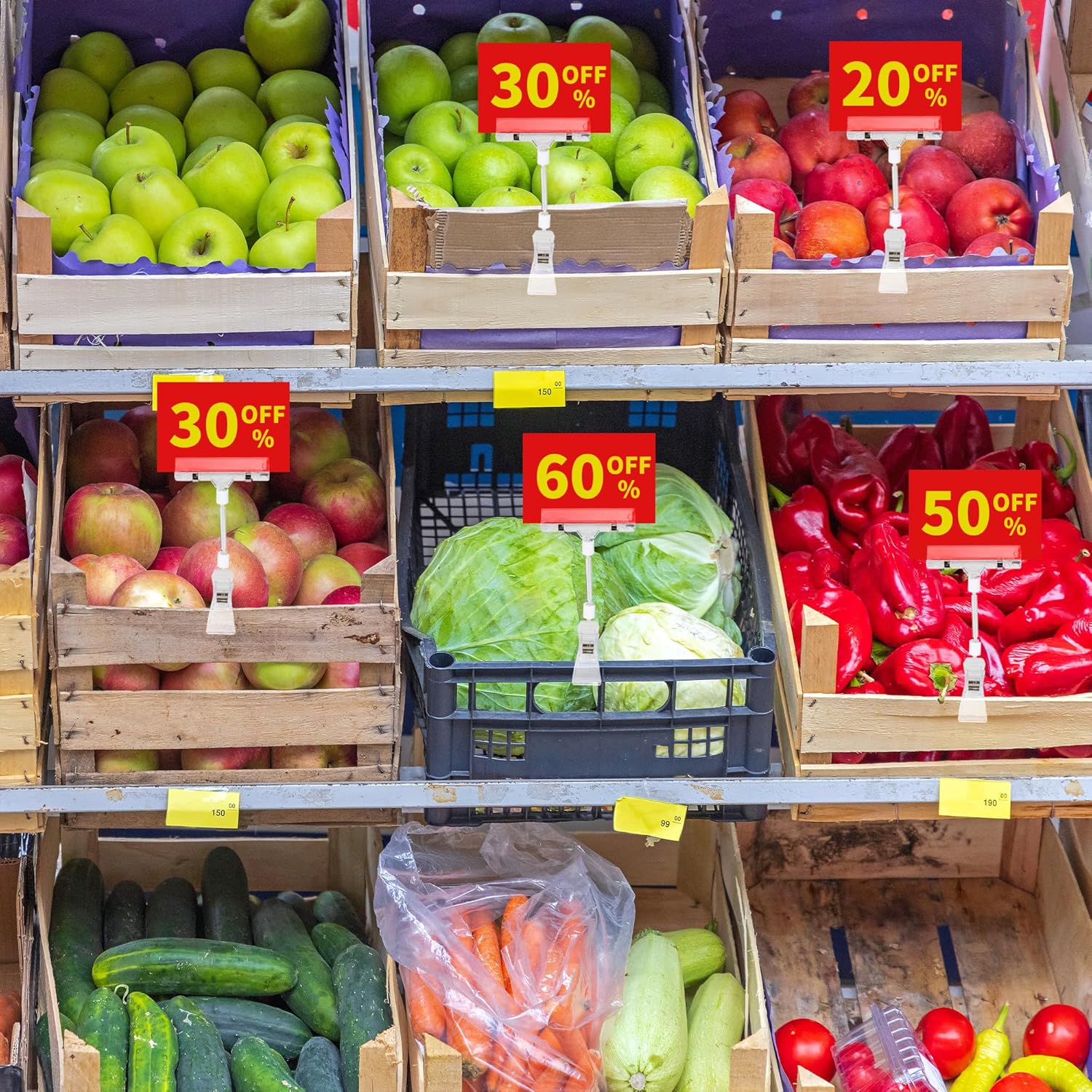 50 Pack Double Sided Sign Clips for Display, Plastic Price Sign Holder Clip, Clear Retail Display Clip for Basket, Card - Image 4