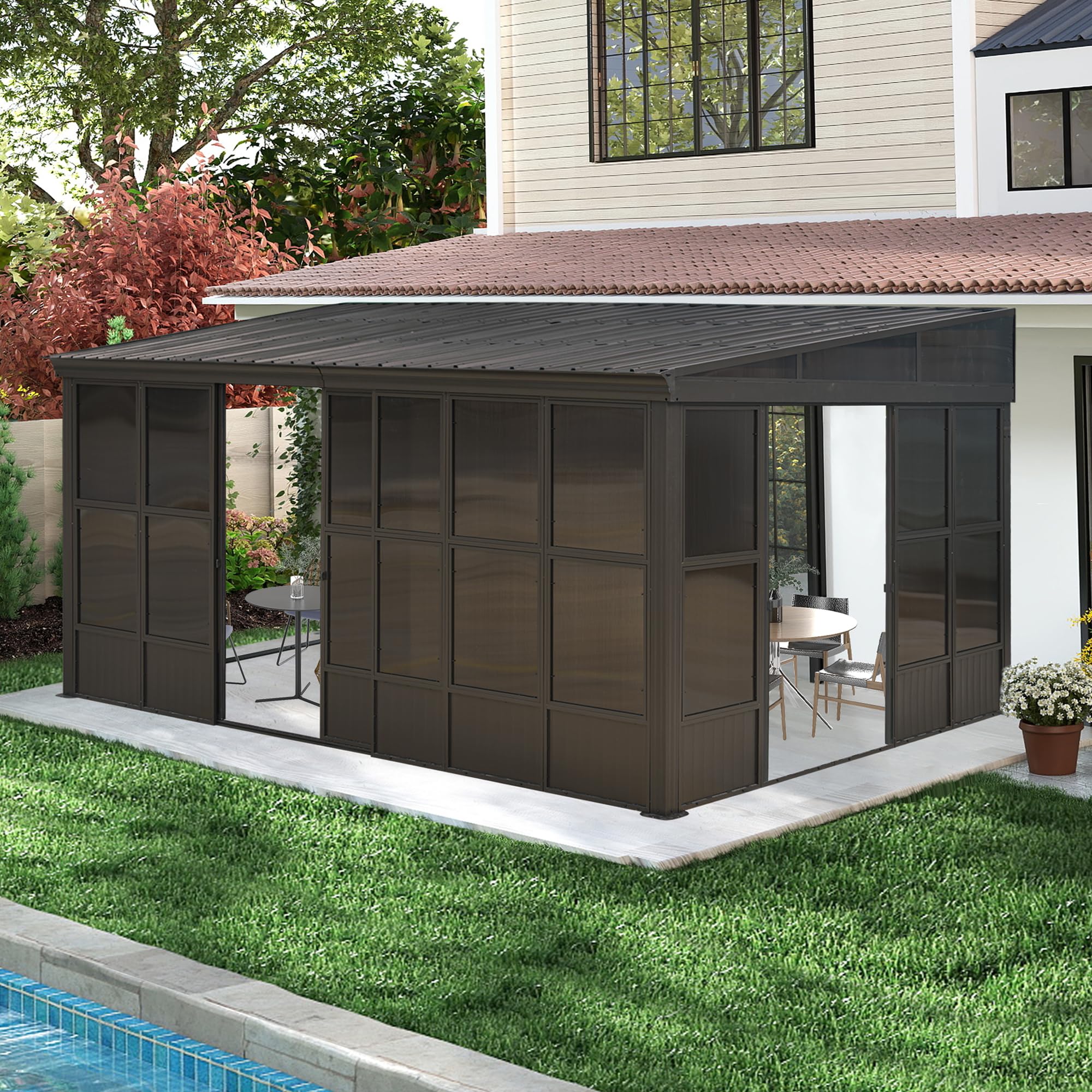 Amazon.com : Domi 12x16FT Sunroom,Wall Mounted Gazebo Solarium
