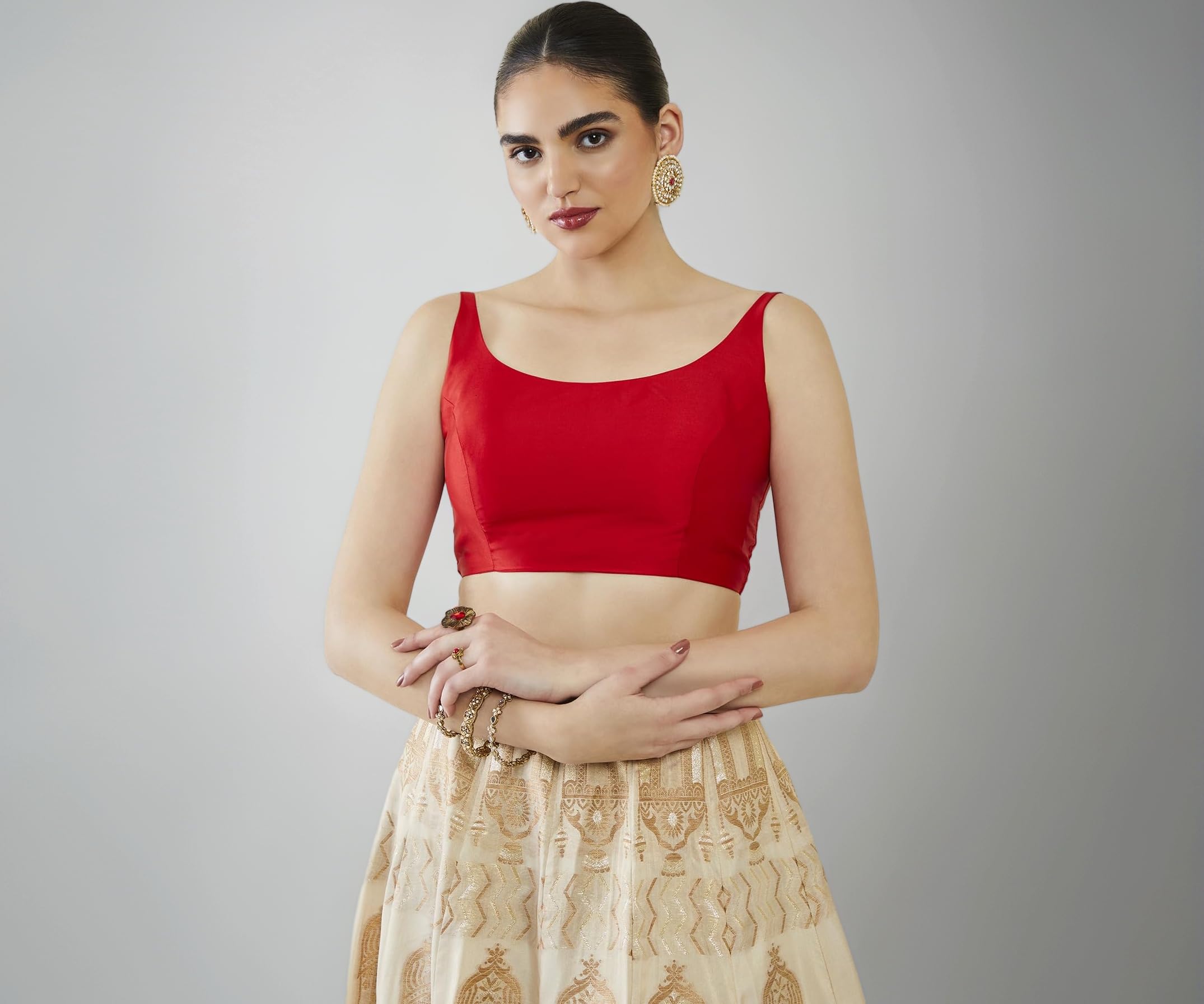 Soch Womens Taffeta Solid Sleeveless Padded Blouse