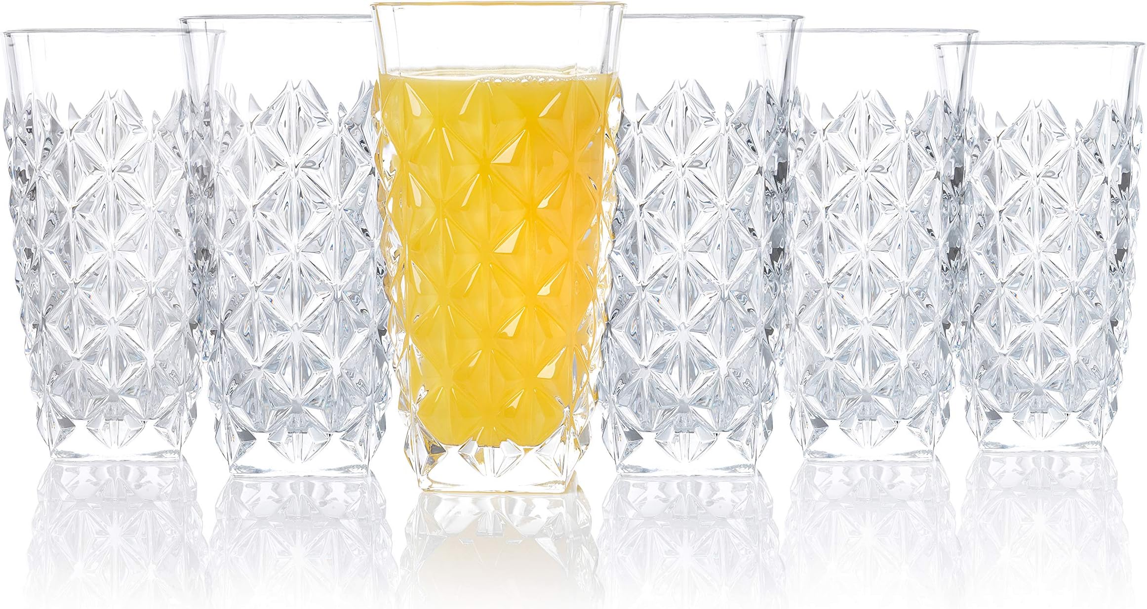 RCR COMBO-4357 Enigma Luxion Crystal Glass Hi-Ball Tumblers, 400 ml, Set of 12