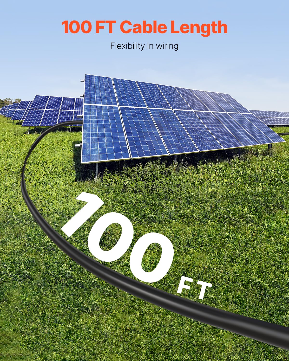 VEVOR Kabel przedłużający do panelu słonecznego 10 AWG, kabel przedłużający 6 mm², IP67, wodoszczelny kabel PV do modułów solarnych w domu, na statkach i w przyczepach kempingowych, czarny