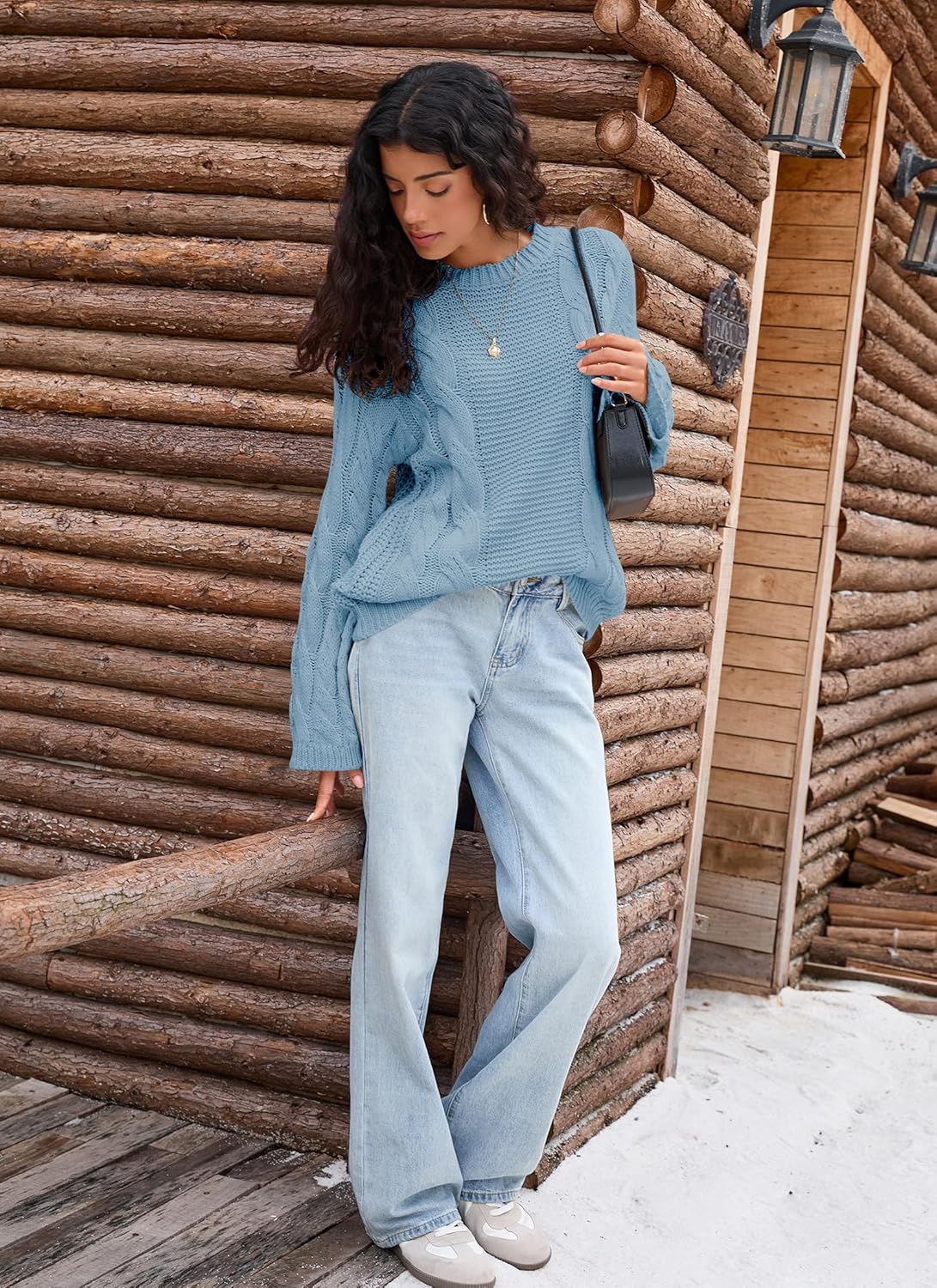 Balimtoy Women's Chunky Cable Knit Oversized Pullover Sweaters Casual Long Sleeve Crewneck Jumper Tops - Image 5