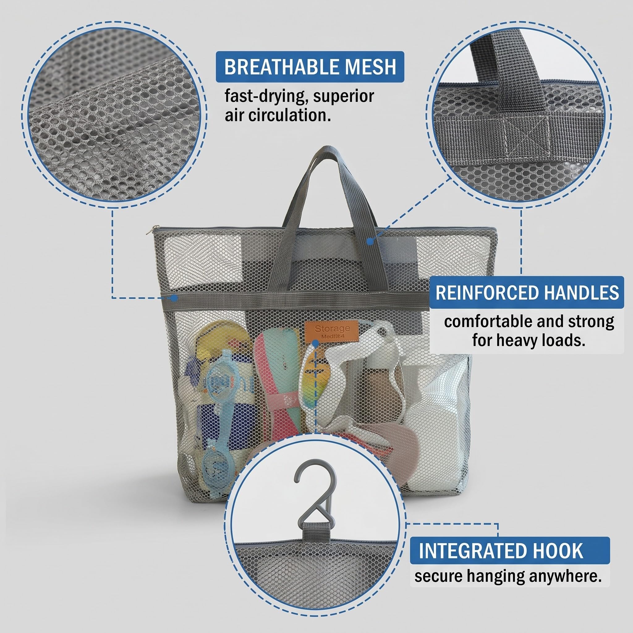 2 Pezzi Borsa Trasparente, Doccia Portatile da Campeggio e Sacca per Doccia da Campeggio, con Organizer e Portaoggetti da Appendere, Ideale come Portaoggetti Doccia per Spiaggia, Palestra, Viaggio