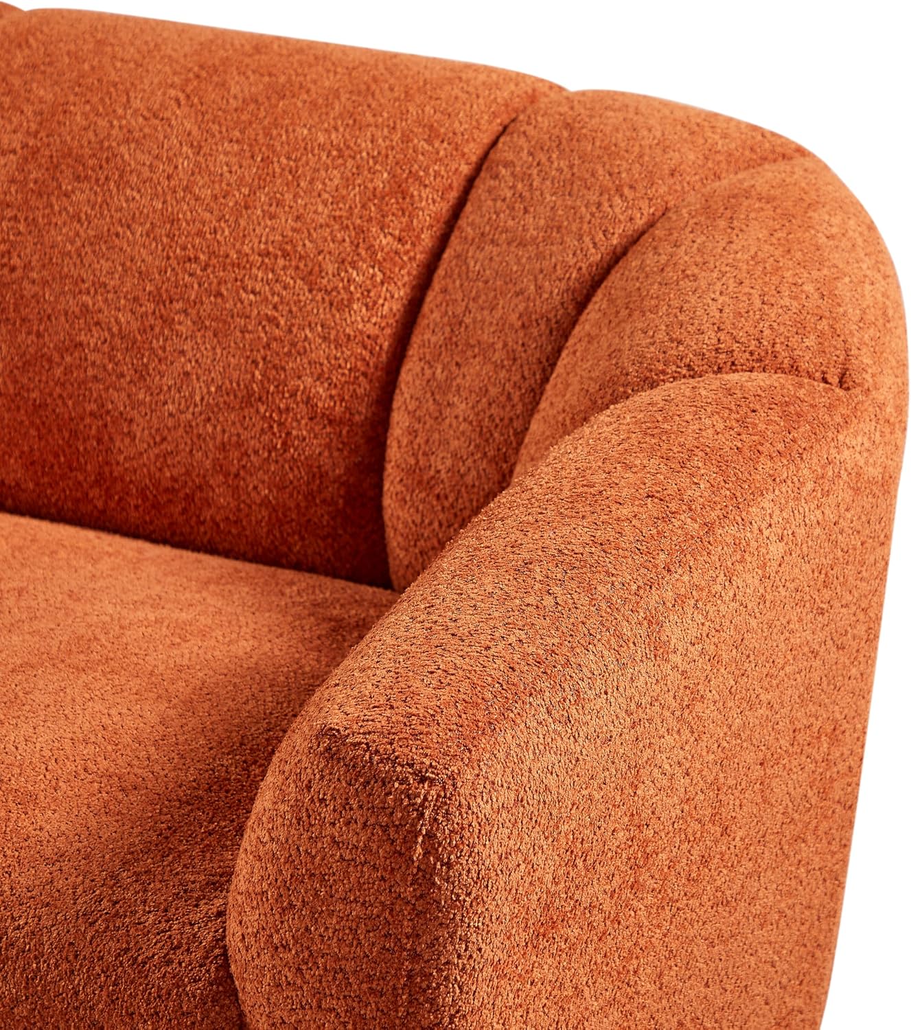 Modern Sofa 3 Seater, Pearl Boucle Fabric Couch Loveseat, Tufted Barrel Back T-Shaped Seat Cushion, Plush Upholstered Sofa for Living Room (Orange, Large W78.35)