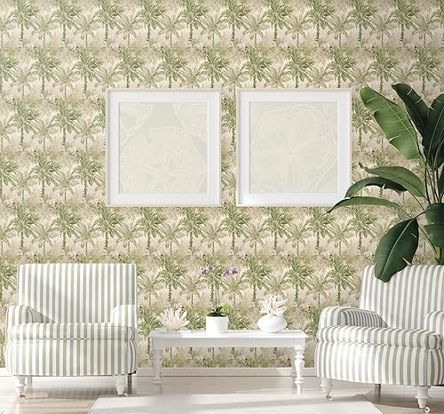 Vista 161 de Tommy Bahama - Papel tapiz para despegar y pegar, papel tapiz tropical para dormitorio, tocador, cocina, vinilo, cobertura de 30.75 pies cuadrados