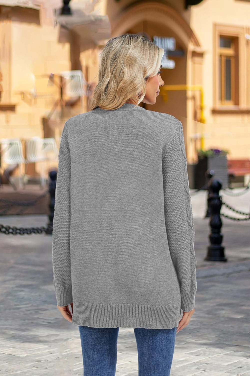 VIISHOW Women Cable Knit Cardigan Sweater V Neck Open Front Chunky Cardigan with Pocket Sweater Coat for Fall and Winter - Image 3