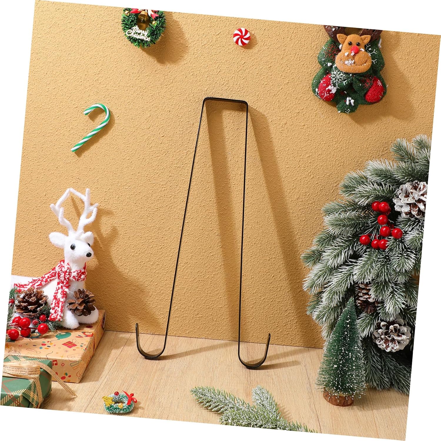 Double-Sided Wreath Hanger for Door Sturdy Hook for Christmas Decorations Easy to Install No Tools Needed Compact for Storage for Holiday Wreaths
