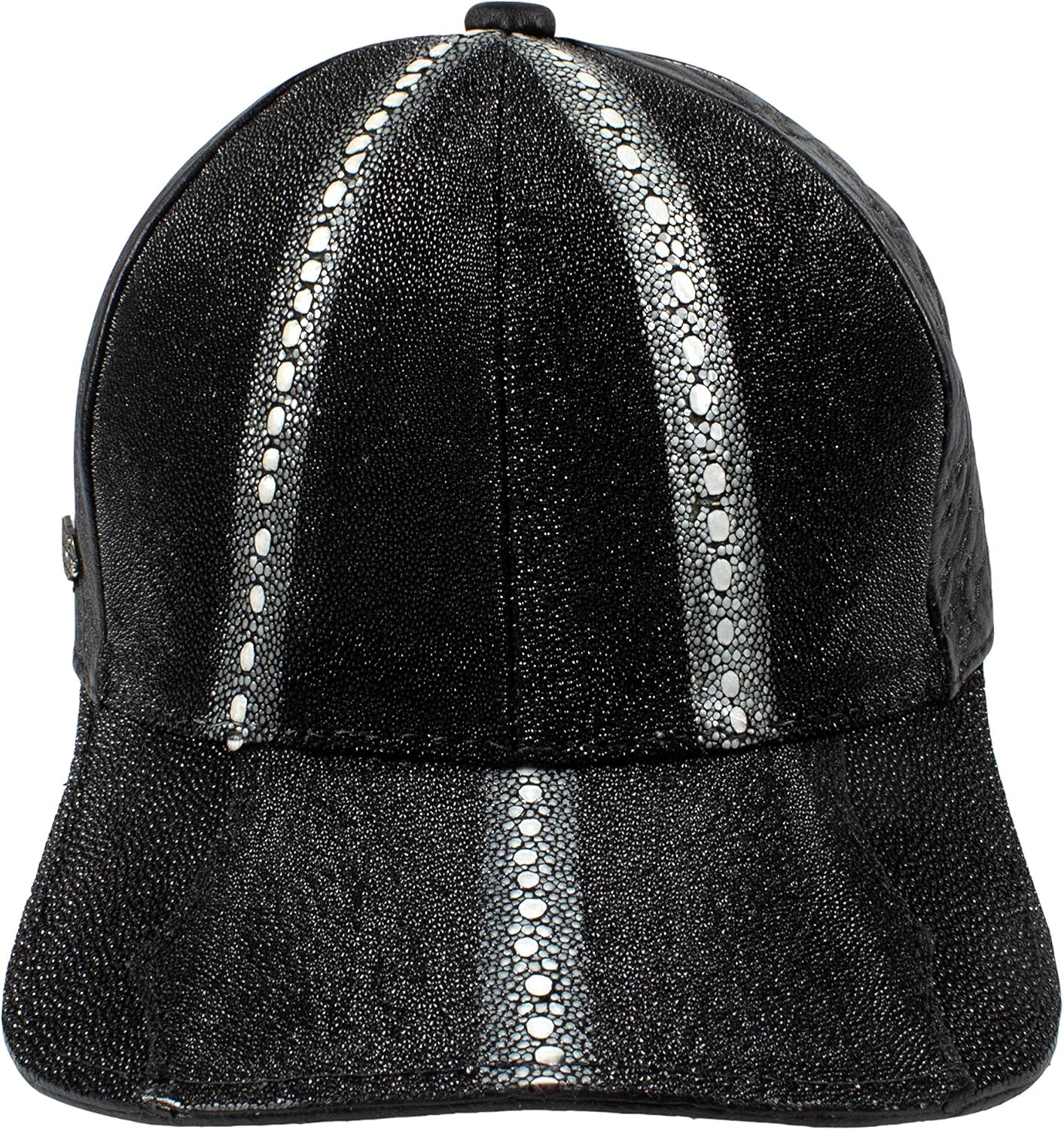 Exotic Cap Genuine Stingray Leather Black Color Adult Size Adjustable