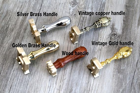 Custom Ice Cube Stamp,DIY Wax Seal Stamp Ice Branding Stamp with Removable Brass Head,Personalized Bar Ice Stamp (Golden Brass Handle, 1'')