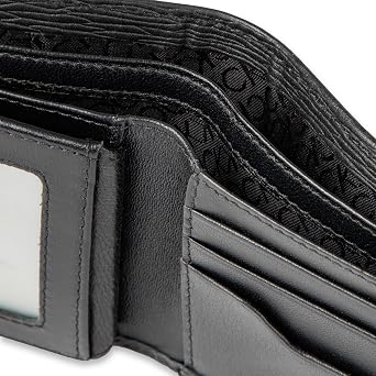Calvin Klein Men's RFID Leather Minimalist Bifold Wallet with Multiple Card Slots and ID Window