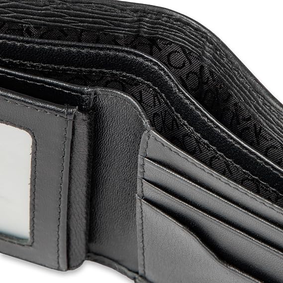 Calvin Klein Men's RFID Leather Minimalist Bifold Wallet with Multiple Card Slots and ID Window