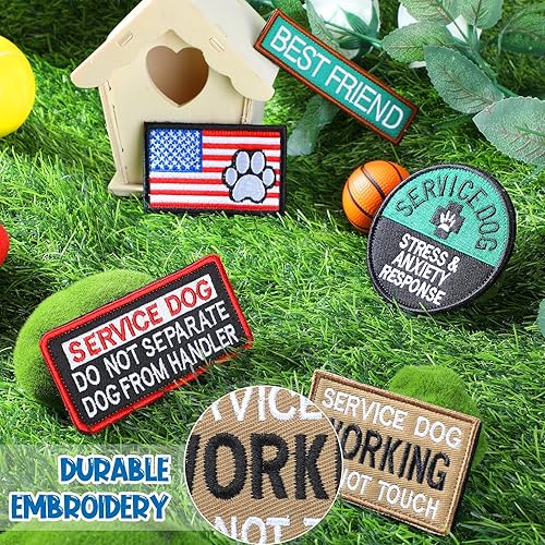 Miniatura 5 de Paquete de 25 parches tácticos para perros de servicio, parches de arnés para bordar, no mascotas, parches en entrenamiento de bandera