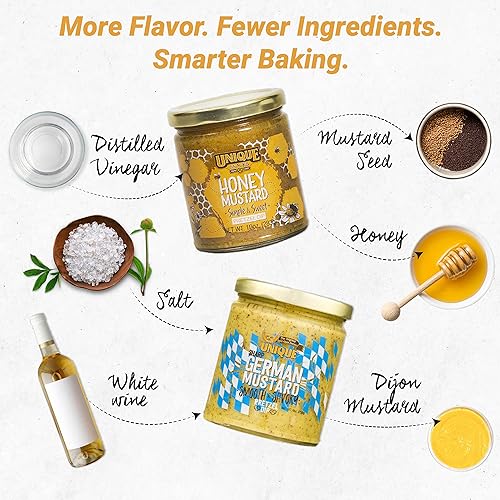 Miniatura 4 de Unique Snacks Salsa de inmersión, paquete variado de 2 tarros de salsa especial, 1 mostaza alemana y 1 mostaza de miel, sin OMG