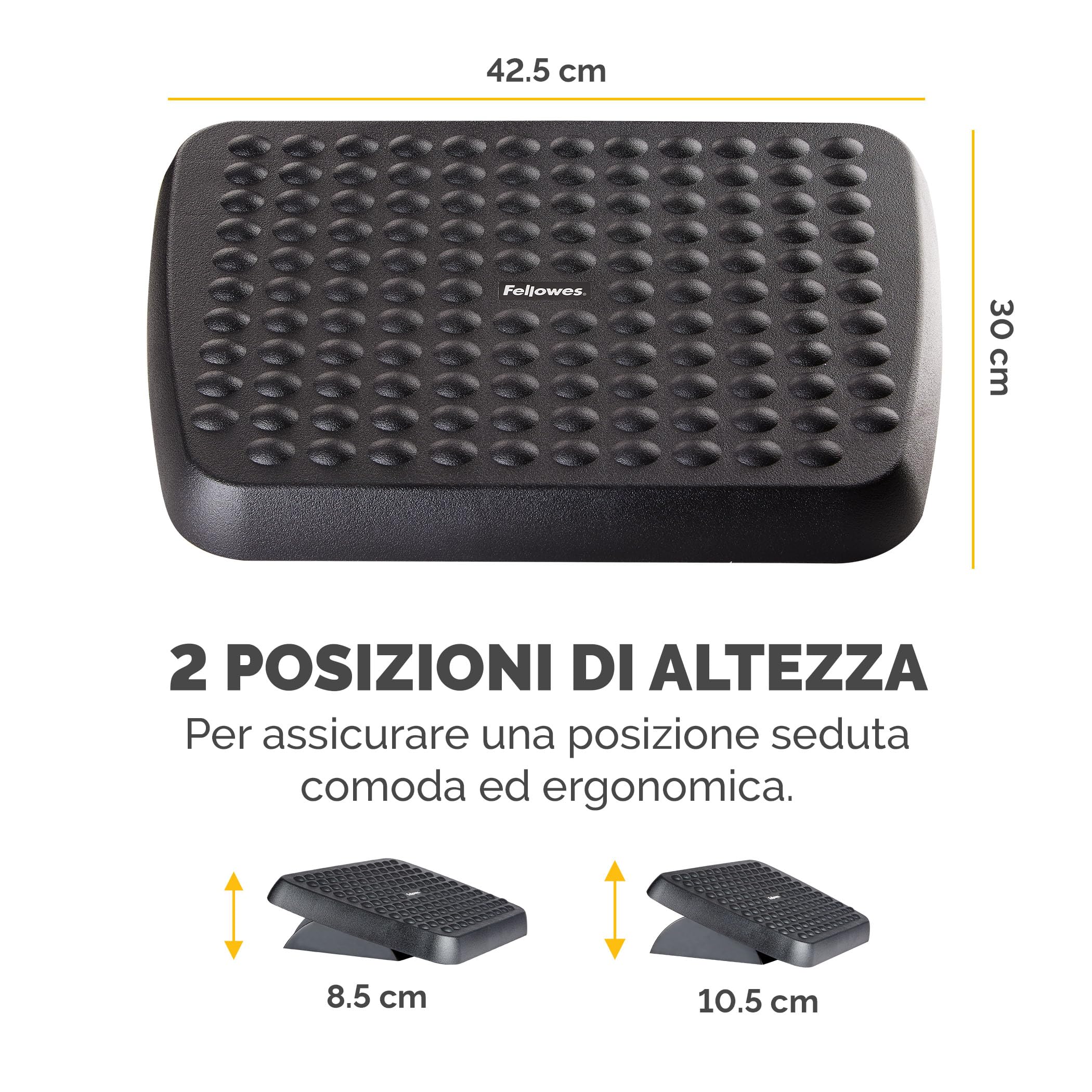 Poggiapiedi da scrivania 32x22x15 cm, velluto antiscivolo, ergonomico, per ufficio e smart working, nero | Leroy Merlin