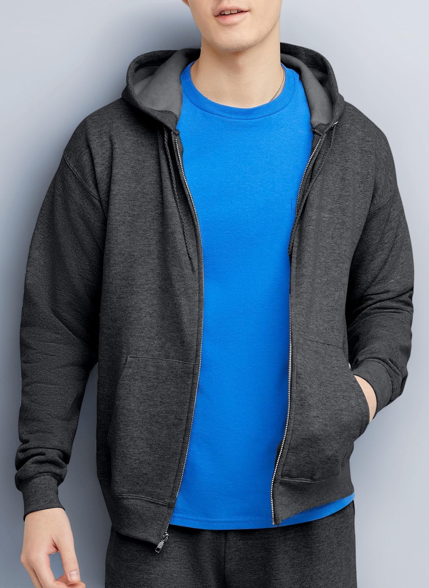 Hanes Men's Hoodie, Ecosmart Fleece Full-zip Hoodie, Zip-up Hooded Sweatshirt for Men Hoody (pack of 1)