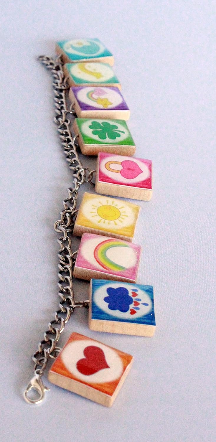 Care Bear Inspired Wooden Tile Charm Bracelet