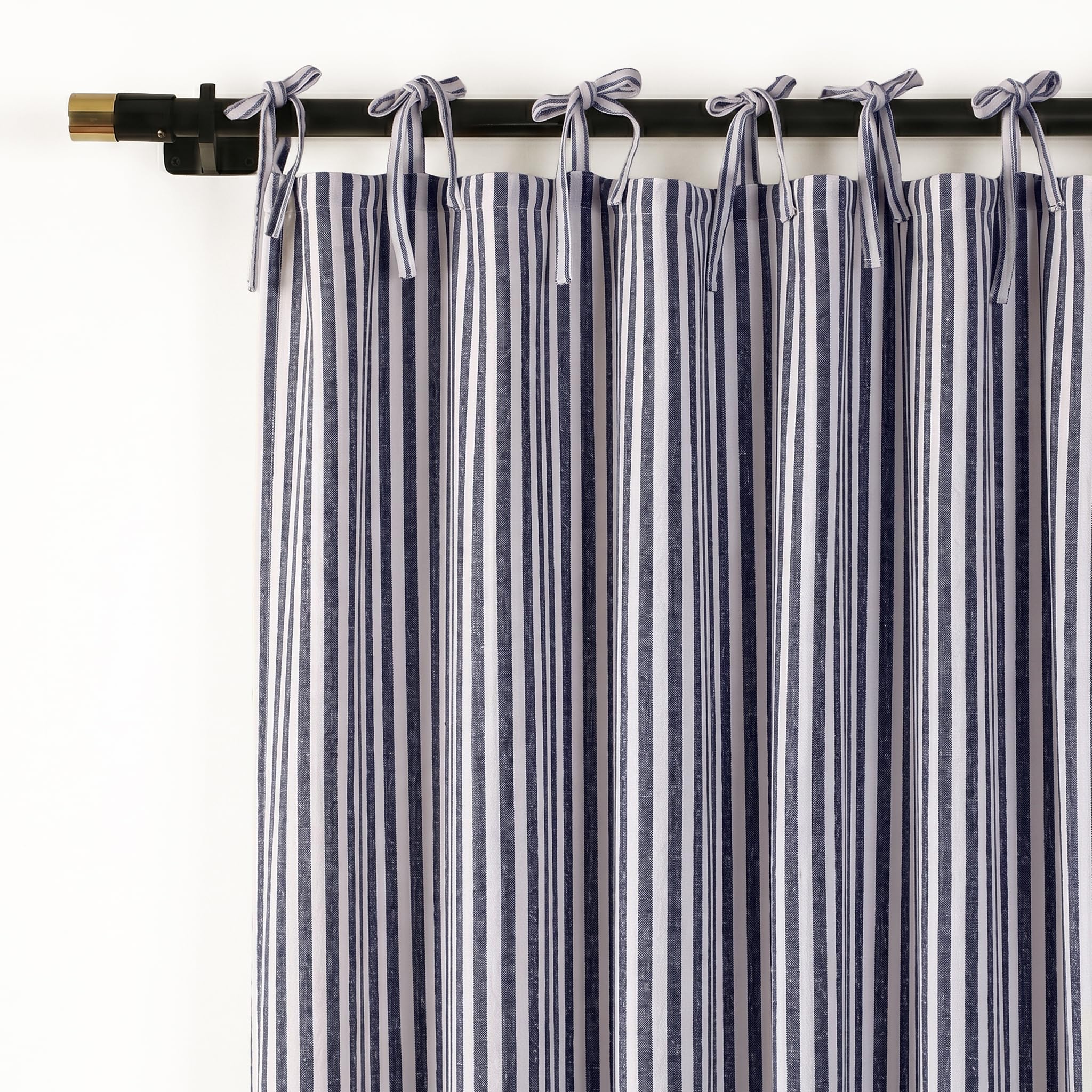 THE ART BOX Cortinas de Gasa a Rayas, Cortinas Colgantes de Lino Bohemio con Lazos en la Parte Superior, Filtrado de Luz, Tratamiento para Puertas y Ventanas, 2 Paneles de Cortinas para Sala de Estar