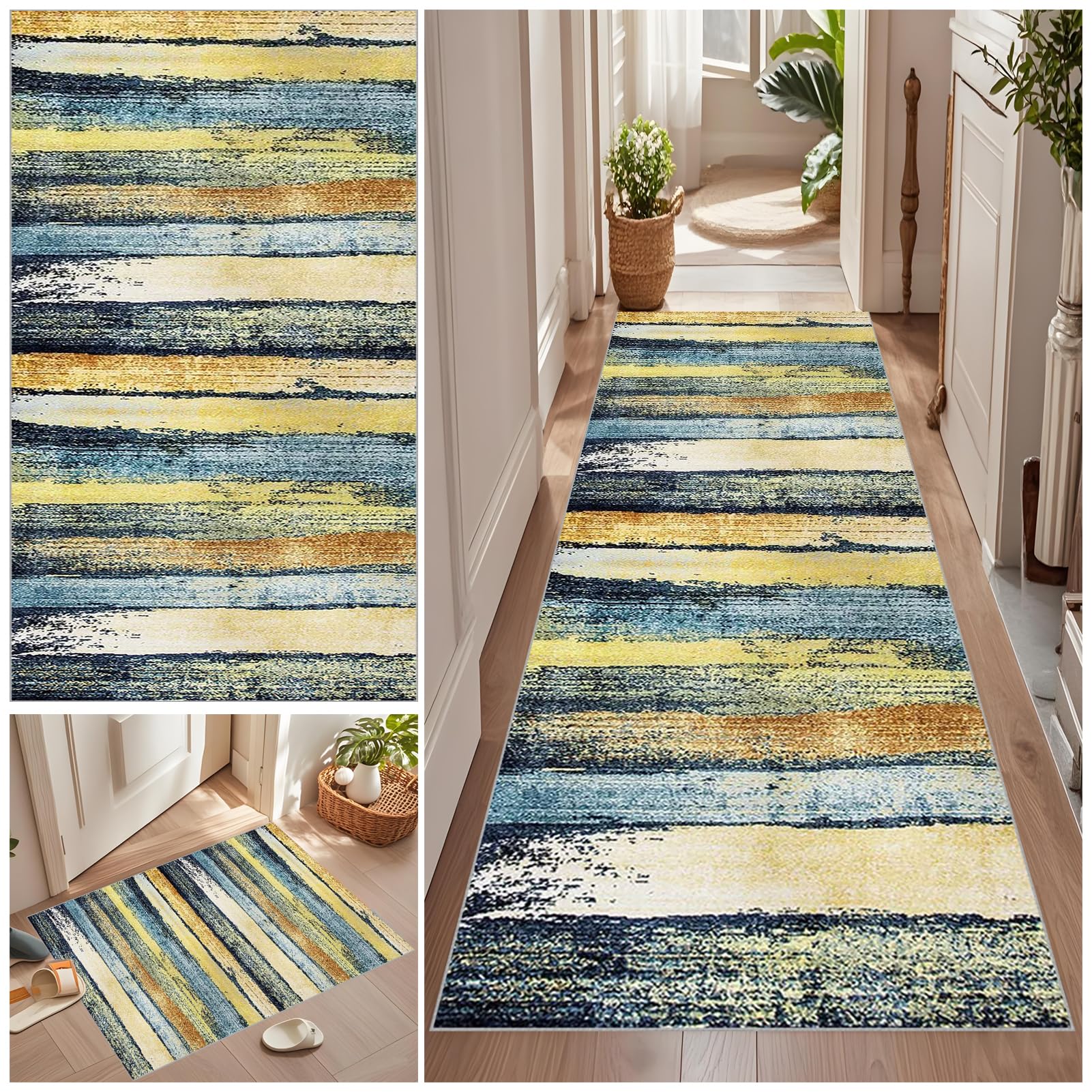 Qemgrste Runner Rug for Hallway Long Hall Carpet Runners Hall Runners Non Slip Washable Hall Runner Absorbent Door Runner Mats Kitchen Carpet Runner Rug for Entryway for Hallway Laundry 60 x 120 cm