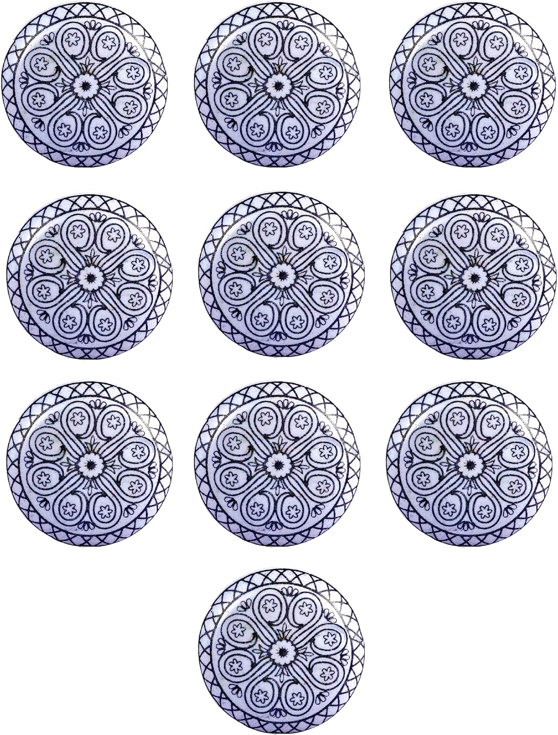 Set of 10 Ceramic Cabinet Colorful Knobs for Kitchen, Cabinet, Drawer, Wardrobe (White)