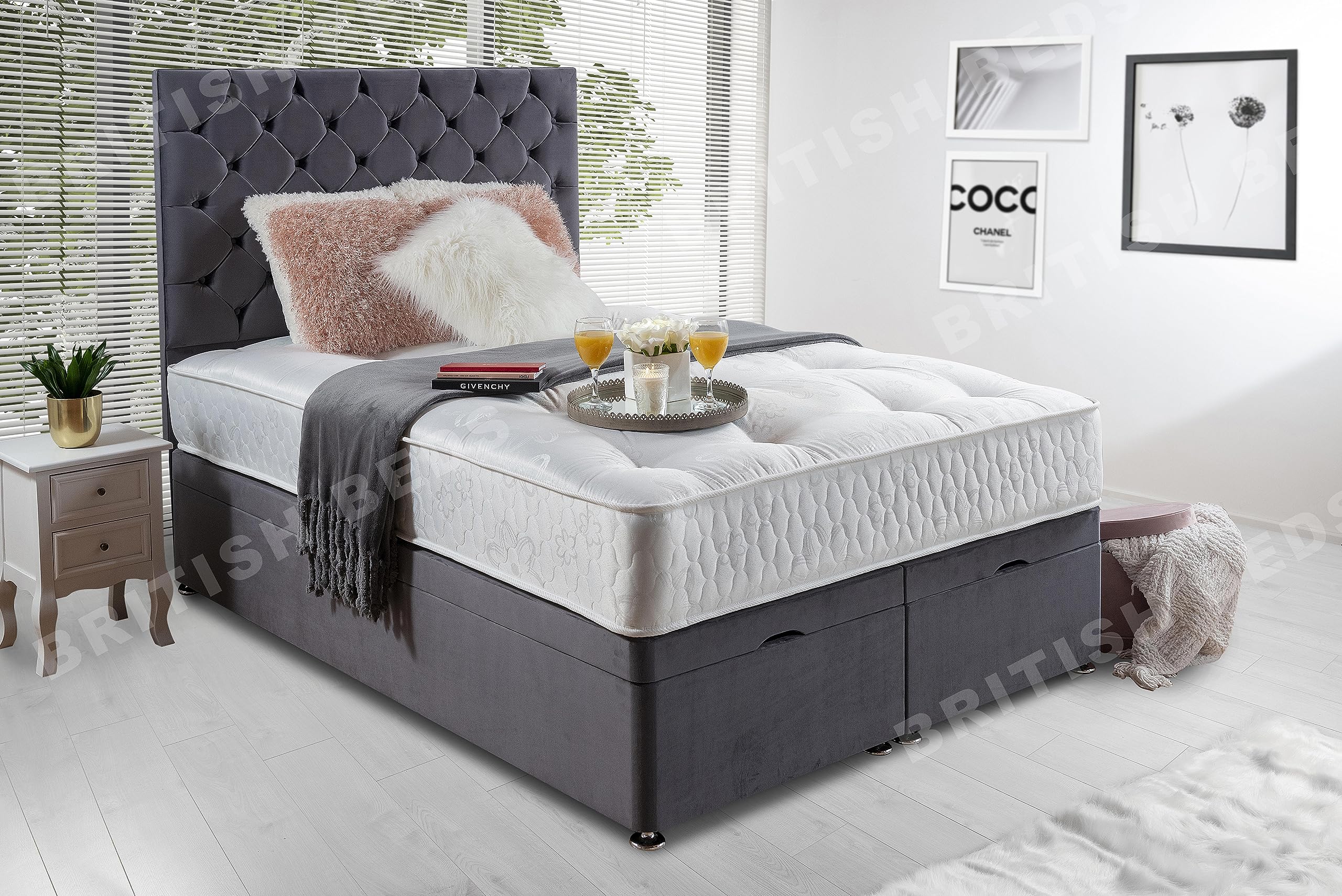 Ziggy Divano Letto In Memory Foam Con Materasso E Cassetti - Double 135x190 Cm, Colore Rosa - 3