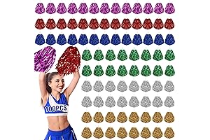 Cheerleading Pom Poms Bulk, 100 Pcs Metallic Foil Cheerleading Pompoms