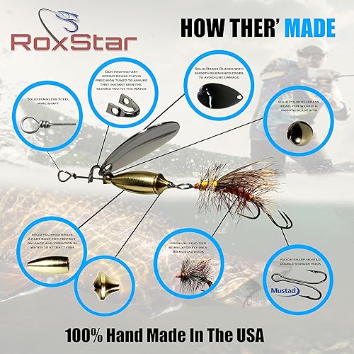 Miniatura 3 de RoxStar Fly Strikers Warrior Series  Hecho a mano en los Estados Unidos  Probado a nivel nacional más versátil Spinner de pesca para lubina, trucha,