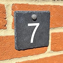 Bespoke Slate House Signs - Handmade Custom Door Number Wall Plaque with Rustic Black Farmhouse Design - Includes Screws & Fixings - Ideal for Home, Office, Gate, Porch - 10 x 10cm