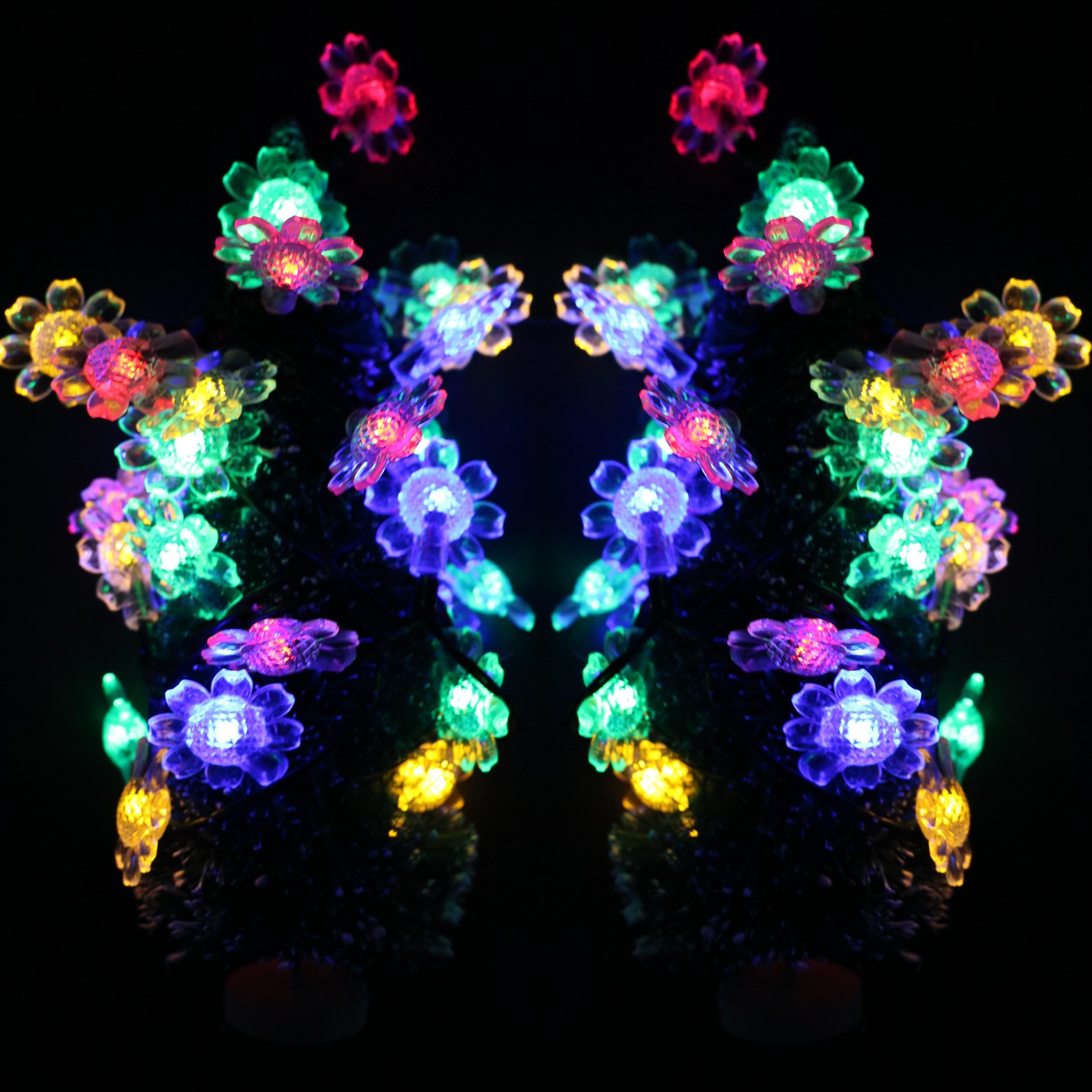 23ft Solar Outdoor String Lights, CoolTime 23ft 50 LED Sunflower Waterproof Fairy String Lights, Solar Powered Outdoor String Lights for Christmas Halloween Garden Yard Wedding Party. (RGB)