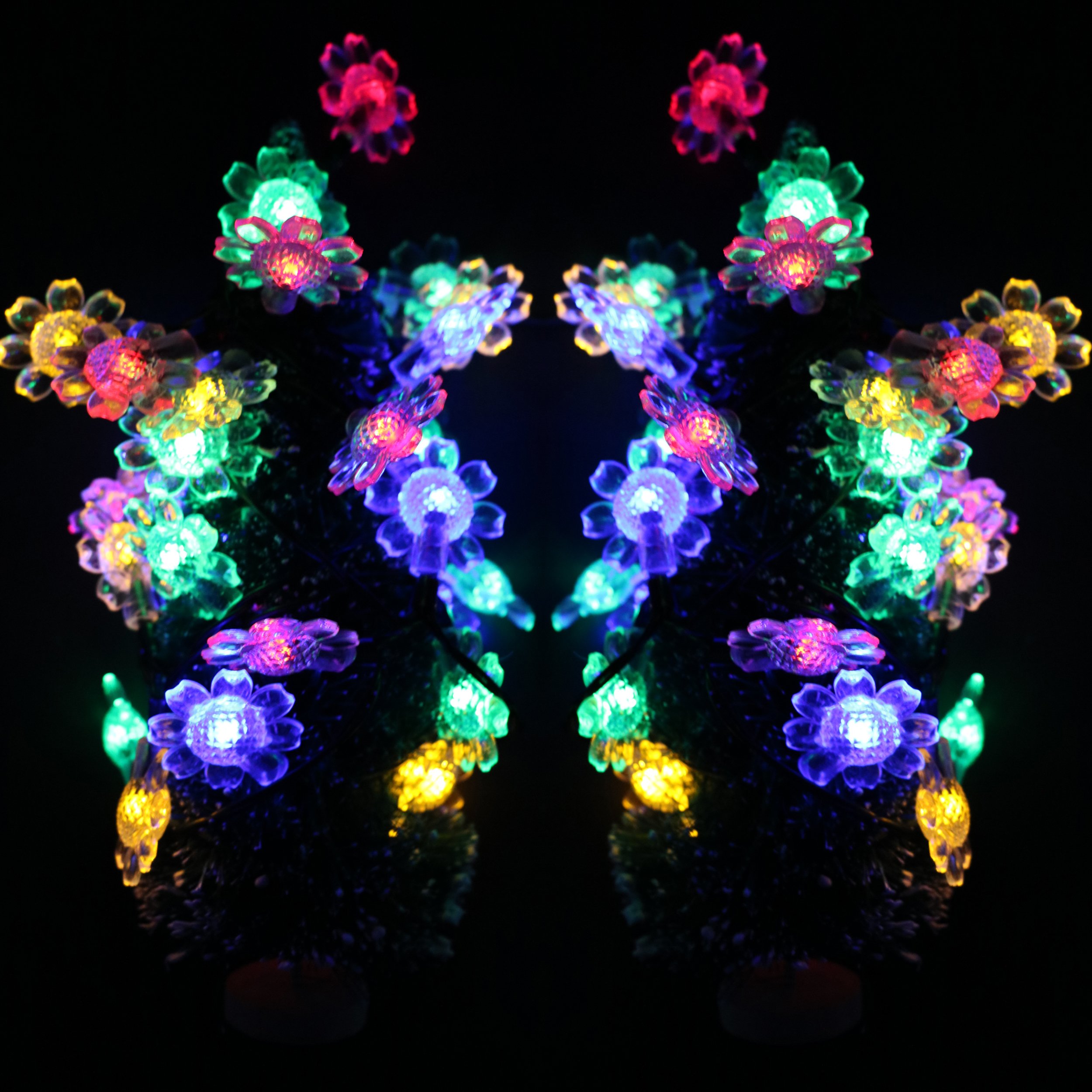 23ft Solar Outdoor String Lights, CoolTime 23ft 50 LED Sunflower Waterproof Fairy String Lights, Solar Powered Outdoor String Lights for Christmas Halloween Garden Yard Wedding Party. (RGB)