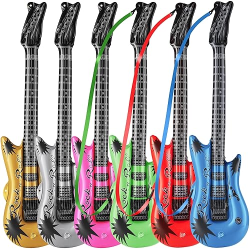 Bedwina Inflatable Guitars - (pack Of 6) 36-inch Colorful Blow