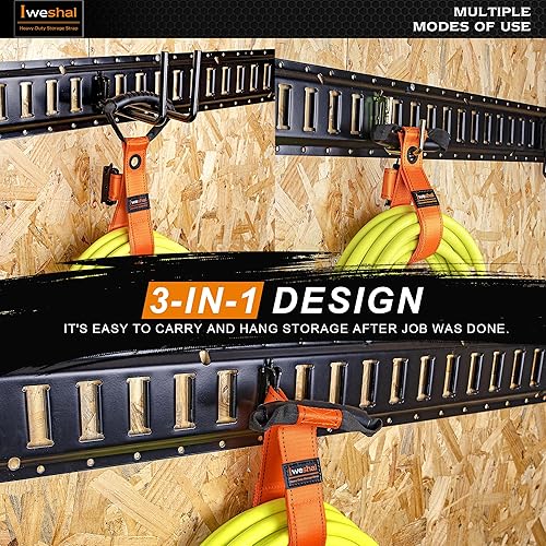Miniatura 3 de Iweshal E-Track - Correas de almacenamiento, paquete de 4 correas de almacenamiento resistentes para cables, cables y mangueras organizadas en