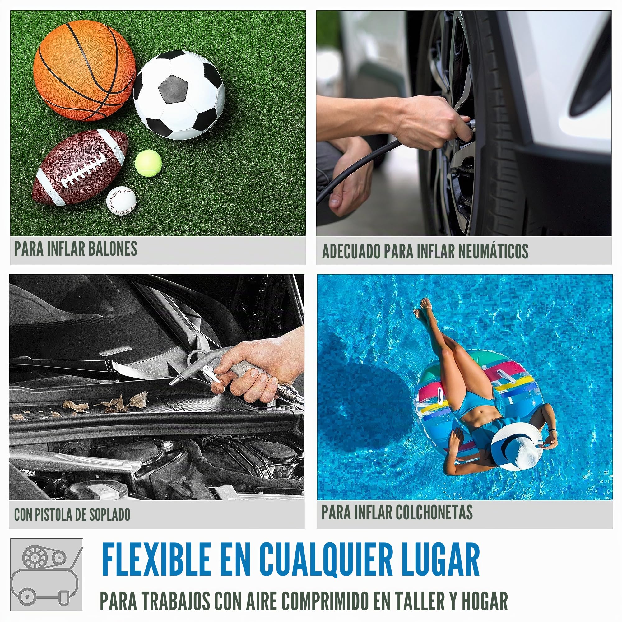 GÜDE Airpower Compresor de aire 200/10/5, TY + WD Tools, 8 unidades,juego de aire comprimido