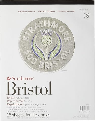 Strathmore (580-62 500 Serisi Bristol, 2 Katmanlı Parşömen Yüzeyi, 27,9 x 35,6 cm, Beyaz, 15 Yaprak