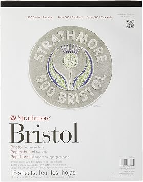 Strathmore 580-62 500 Series Bristol, 2-Ply Vellum Surface, 11"x14", White, 15 Sheets