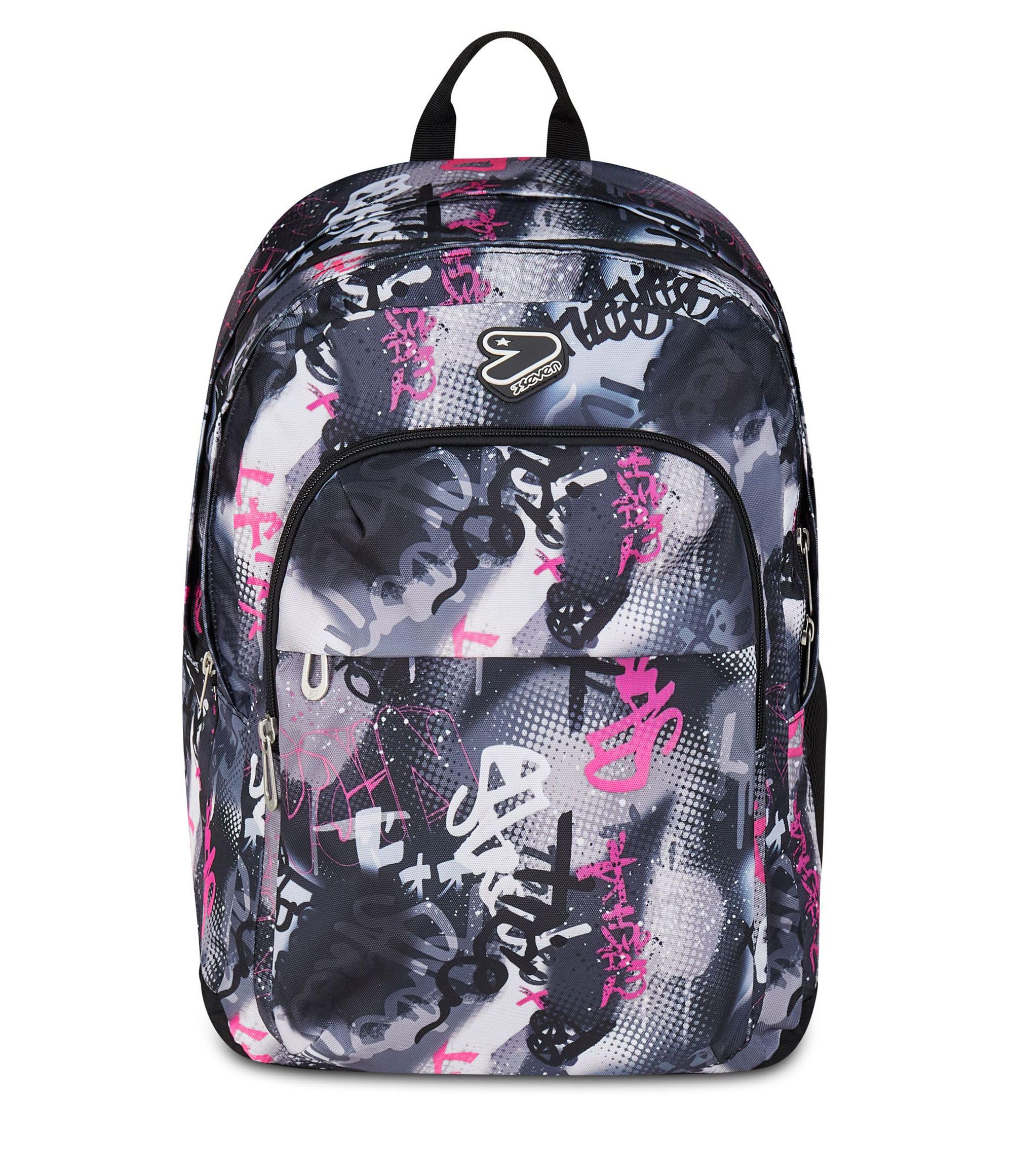 Seven Zaino Scuola Pro XXL Reversibile Detach, Grigio, Zaino Doppio Scomparto, Tasca Porta PC e Tasca Porta Borraccia, Scuola Media e Superiore, Ragazza