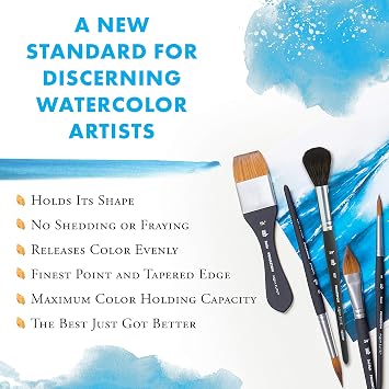 Princeton Aqua Elite, Series 4850, Synthetic Kolinsky Watercolor Paint Brush,Round, 0