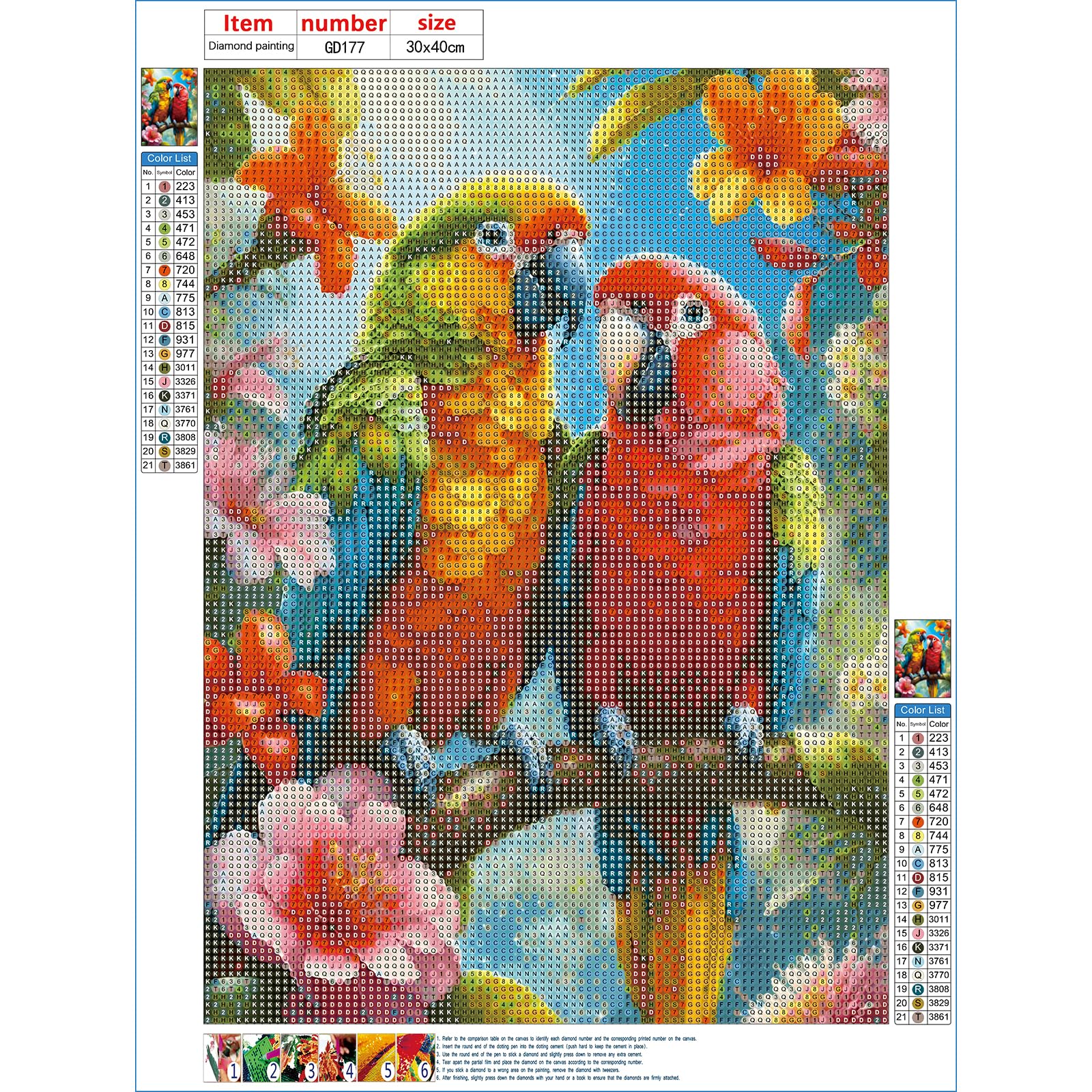 GDYEEH Diamond Painting Liebesvögel – 5D Runde Diamanten, 30x40 Cm, DIY Bild Für Wanddeko