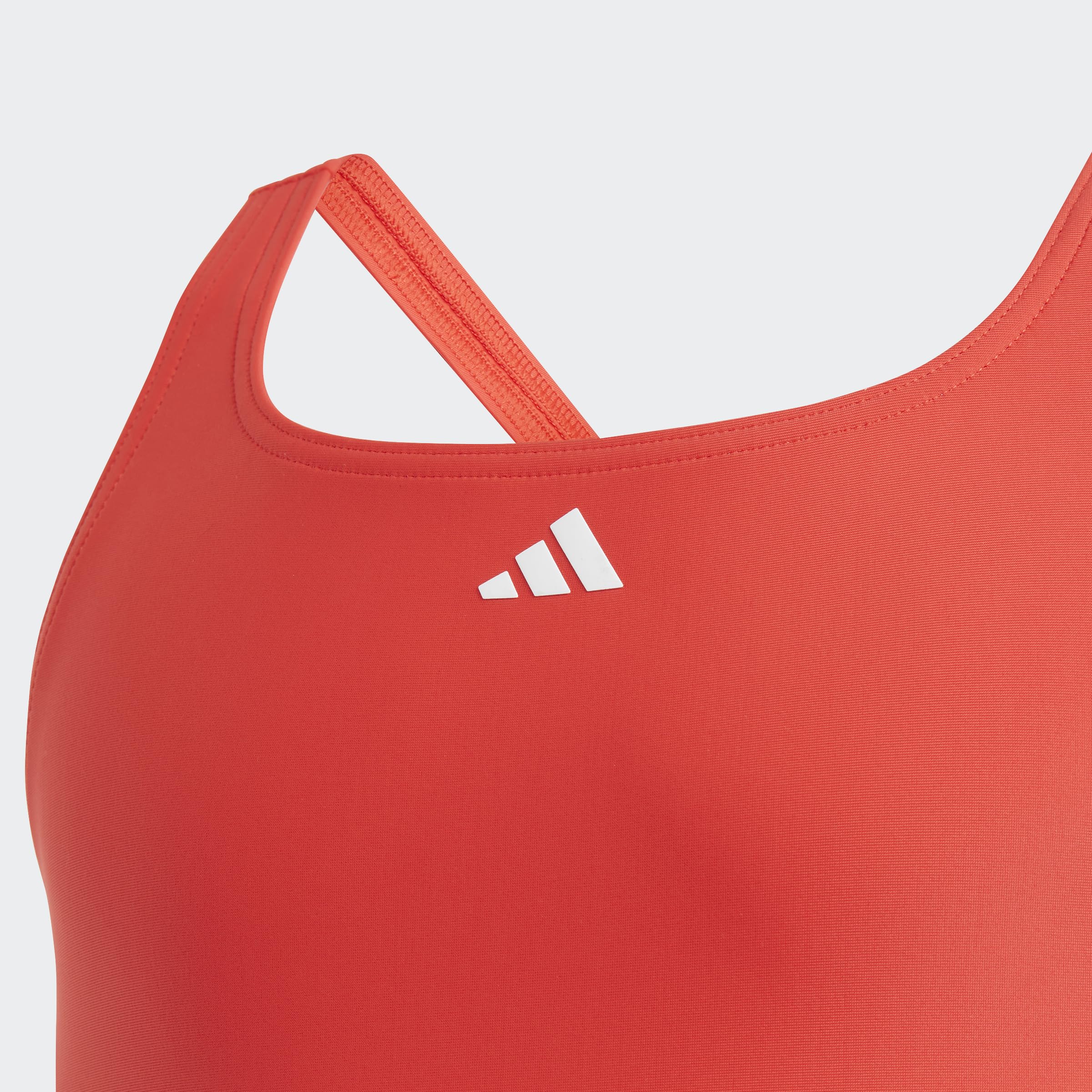 adidas Niñas Cut 3-Stripes Swimsuit, Bright Red/Better Scarlet/White, 7-8 Years