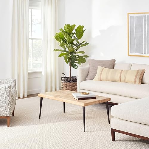 Miniatura 5 de Dash and Albert - Alfombra de área en espiga para interiores y exteriores, 4 x 6 pies, lino y blanco geométrico tejido a mano, lavable, duradero,