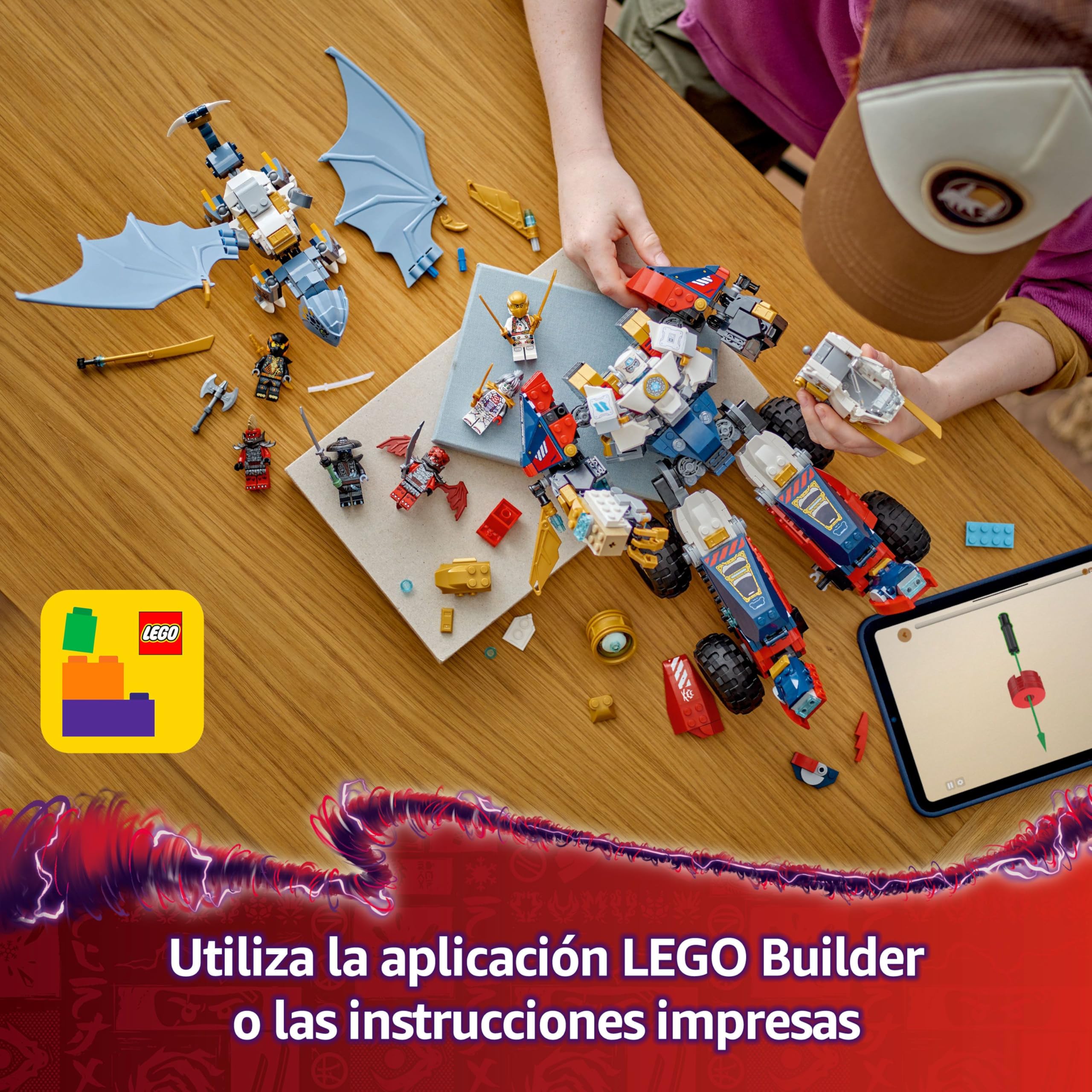 LEGO Ninjago Meca Ultra Combo de Zane Set de Construcción “4 en 1” con Coche de Juguete, Avión Jet y Figura de Dragón, Juego Ninja con 6 Minifiguras, Regalo para Niños y Niñas de 9 Años o Más 71834