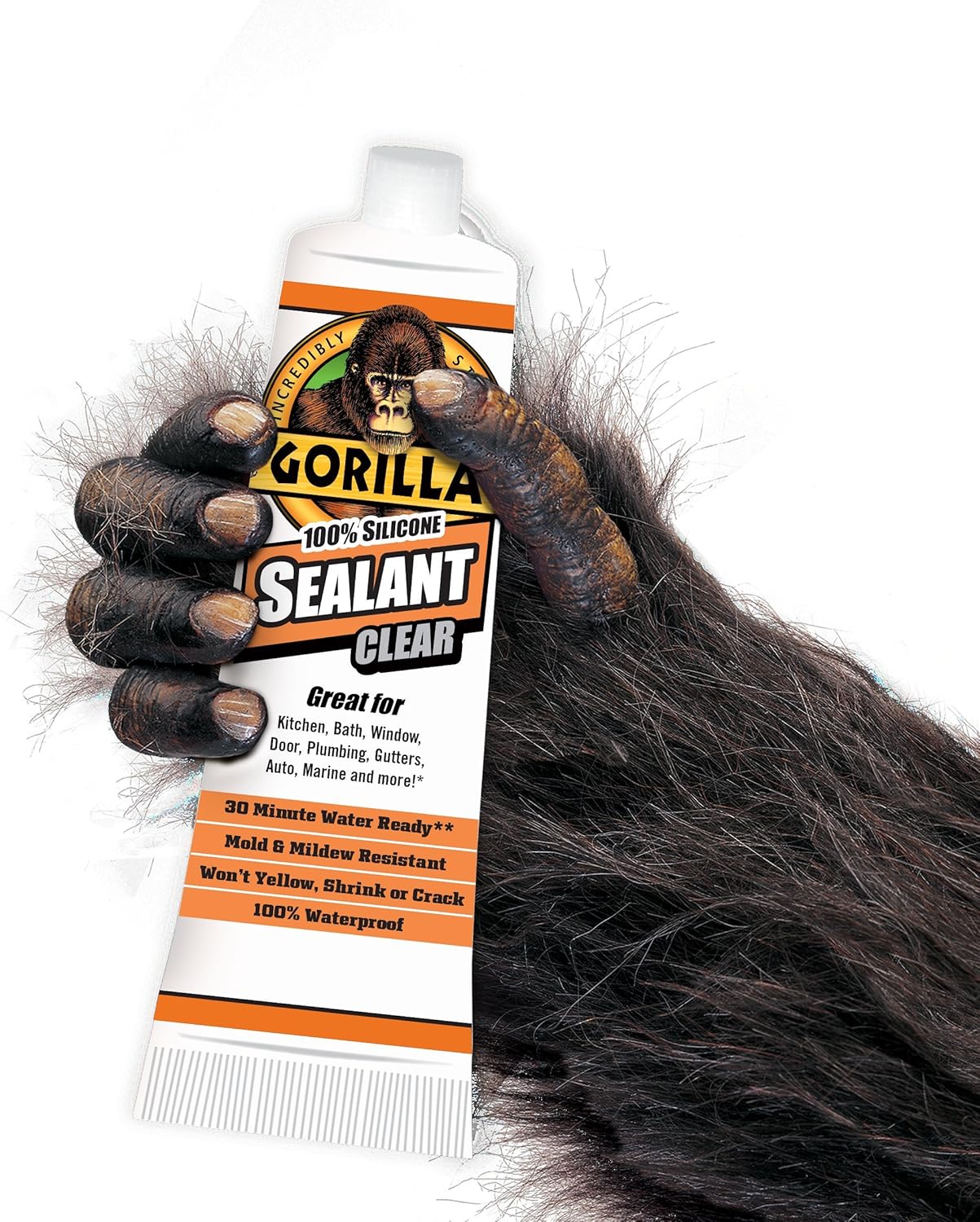 Gorilla Clear 100% Silicone Sealant Caulk, 2.8 Ounce Squeeze Tube, Clear, (Pack of 1) : Everything Else