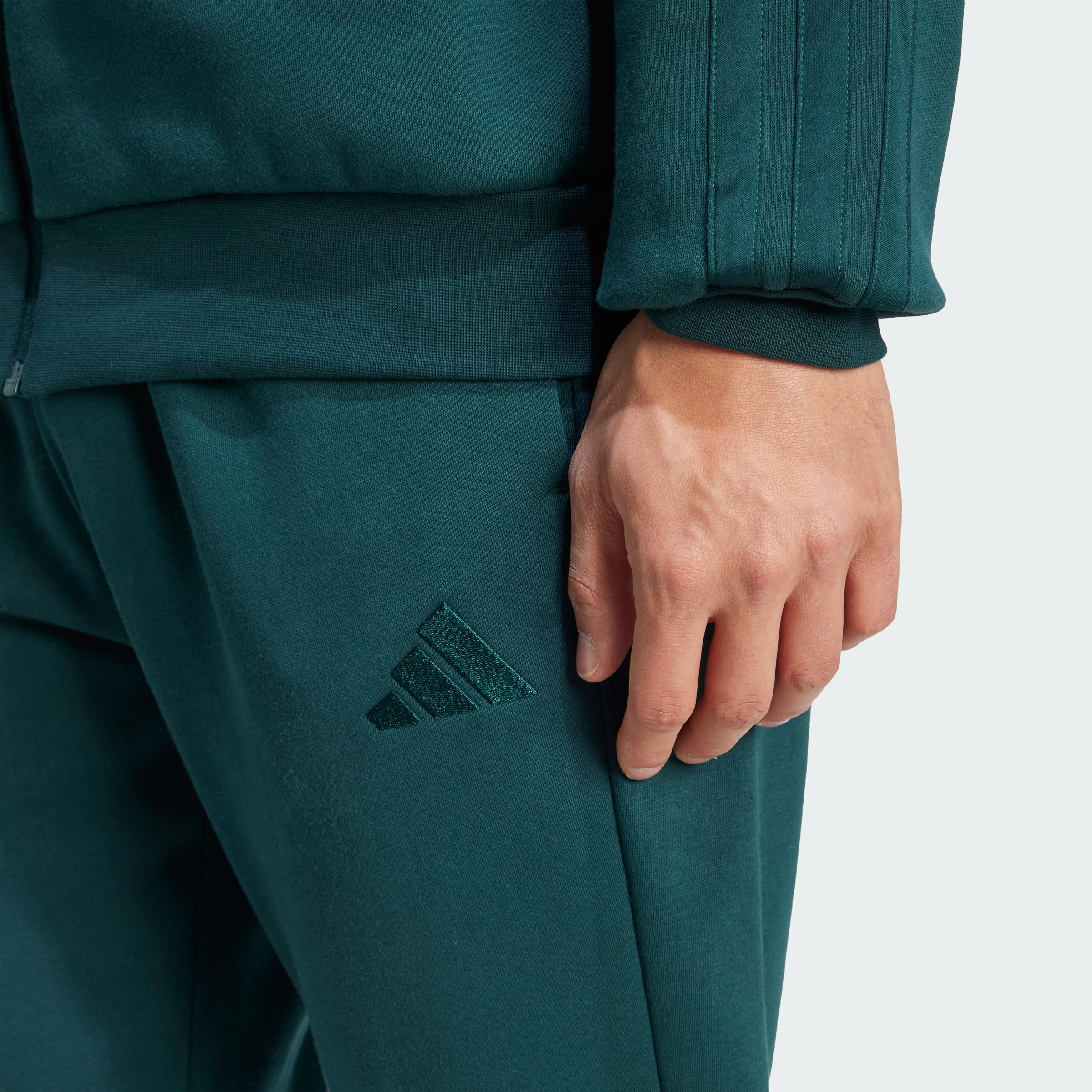 adidas Uomo SPORTSWEAR BASIC 3 STRIPES FLEECE TRACKSUIT, Aurora Ivy, S
