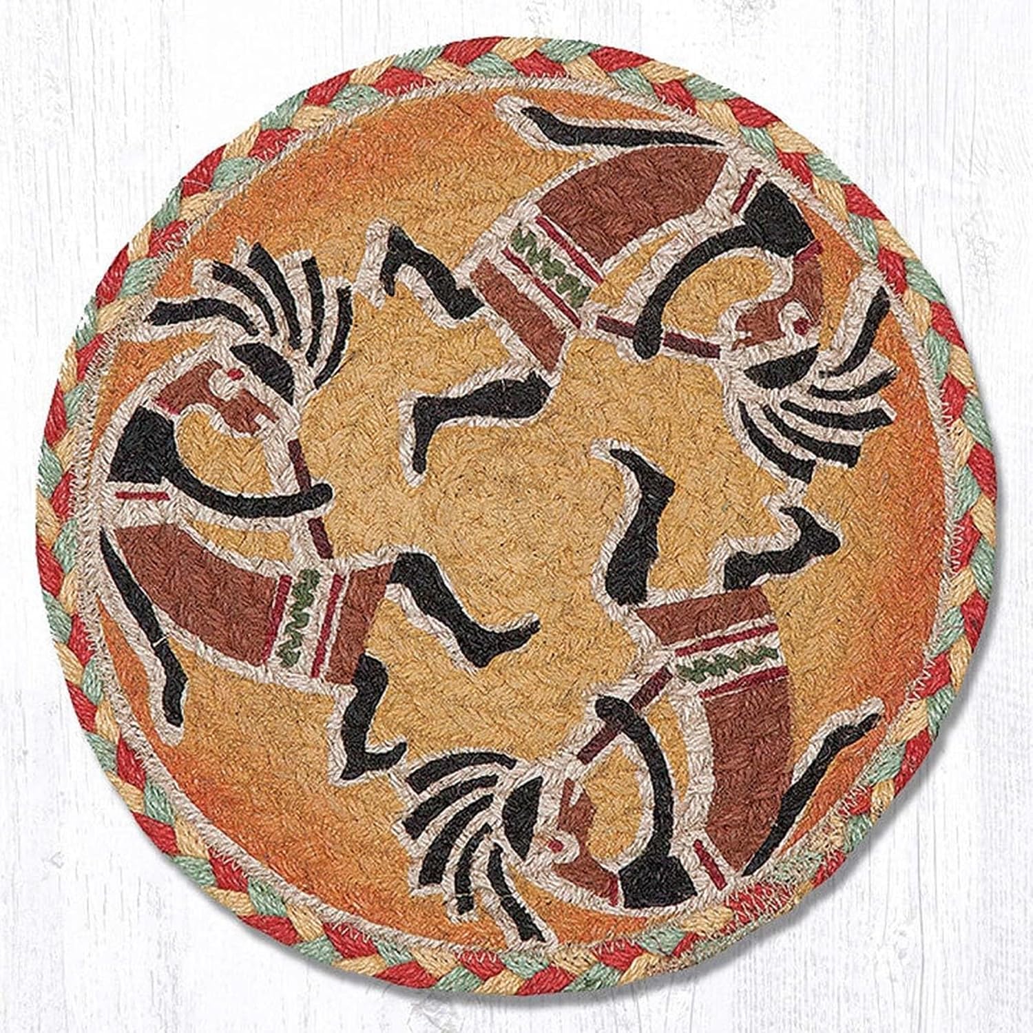 BLACK FOREST DECOR Spirit Men Trivets Set of 3 – Southwestern Braided Jute Heat-Resistant Table Mats – Handcrafted Durable Hot Pads – Farmhouse Kitchen Décor – 10” Diameter Each, Multicolor
