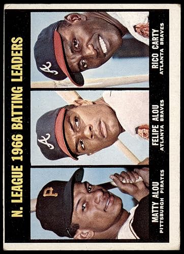 1967 Topps # 240 NL Batting Leaders Felipe AlouMatty AlouRico Carty BravesPirates (Baseball Card) GOOD BravesPirates