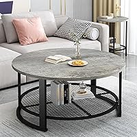 Vista 13 de Recaceik Juego de 3 mesas auxiliares redondas y mesa auxiliar con almacenamiento, moderna mesa de centro negra vintage y mesa auxiliar para sala