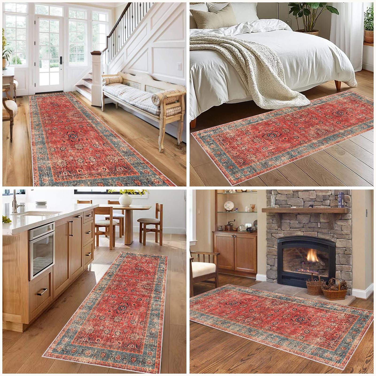 Tapis de Passage Couloir Cuisine Long 80 x 150 cm Tapis Cuisine Devant Evier Antidérapant Lavable Tapis de Sol d'Entrée Intérieur Tapis Couloir Absorbant Paillasson Long Tapis de Porte pour Escalier