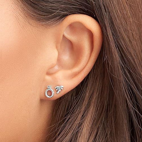 Miniatura 5 de Pandora Pendientes de plata esterlina pulidos de la corona o del perno prisionero, con la caja de, Metal