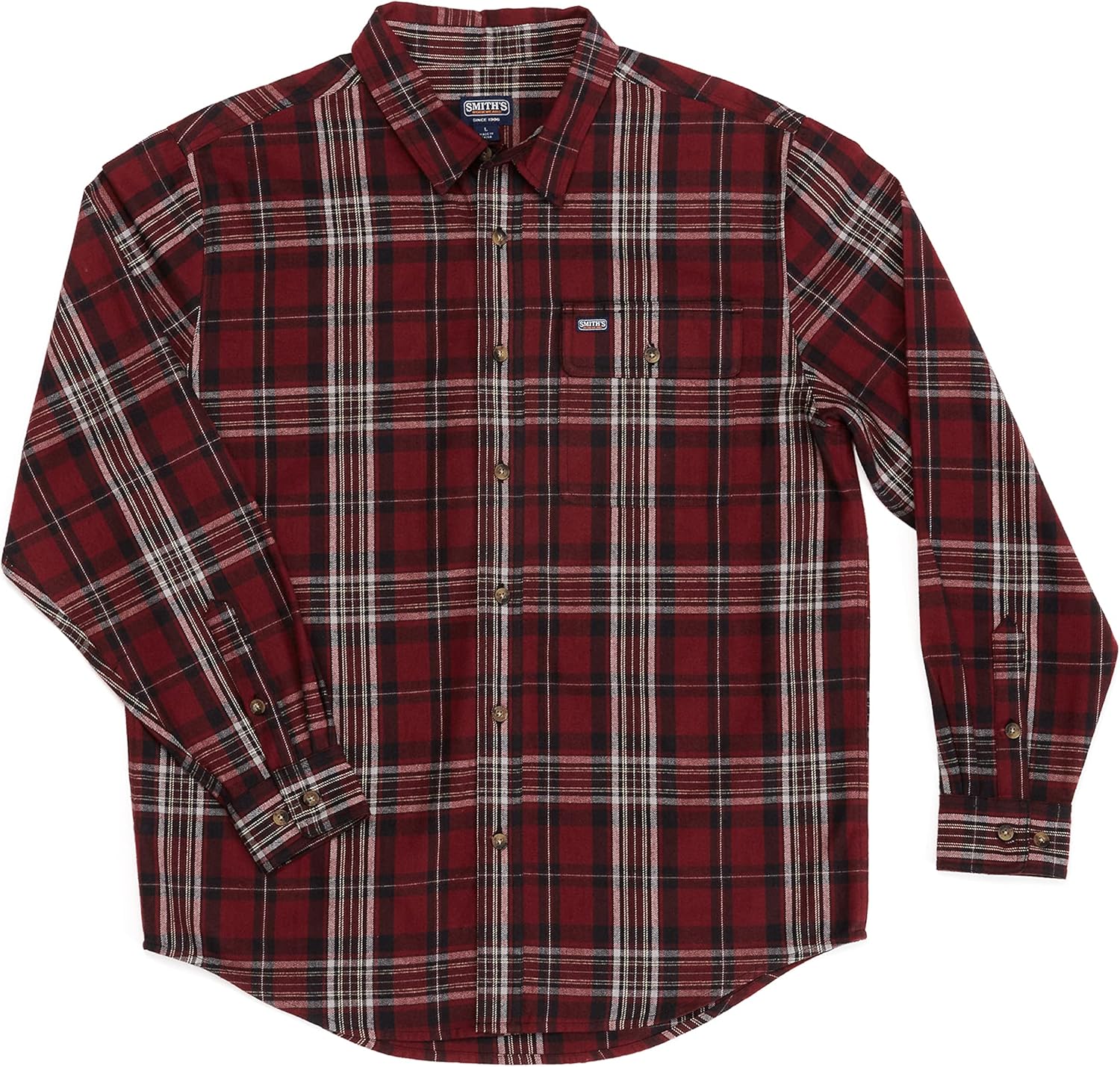 Smith's Workwear Mens Plaid Pocket Flannel Button-up ShirtButton Down Shirt - Image 4