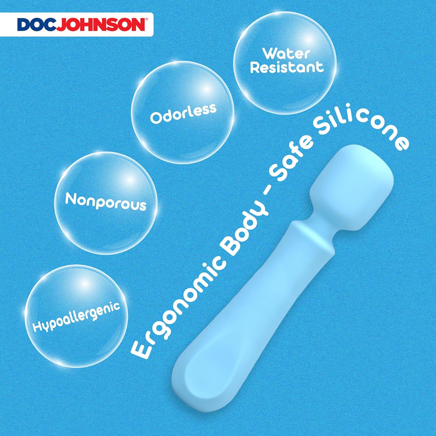 Doc Johnson Ritual - Euphoria - 10 Function Wand Vibrator - Silicone and Rechargeable - Discreet, Blue